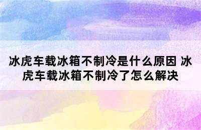 冰虎车载冰箱不制冷是什么原因 冰虎车载冰箱不制冷了怎么解决